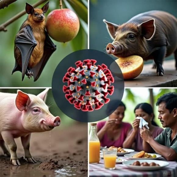 Thời gian ủ bệnh của virus Nipah thường kéo dài từ 4 đến 14 ngày, tuy nhiên trong một số trường hợp có thể lên tới 45 ngày.