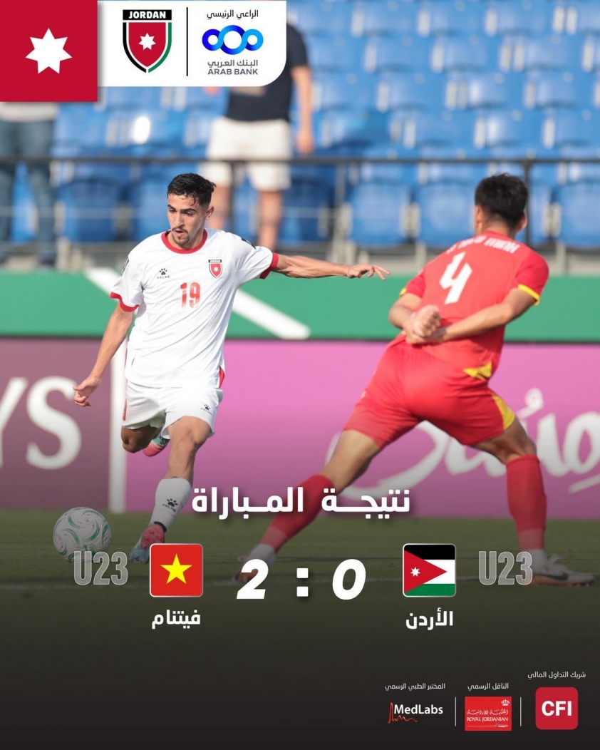 Truyền thông Jordan phản ứng cực dữ dội sau trận thua 0-2 U23 Việt Nam 774011