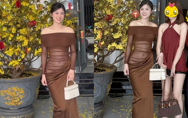 Danh tính cô gái mặc váy xuyên thấu đi chúc Tết gây bùng nổ- Ảnh 2.