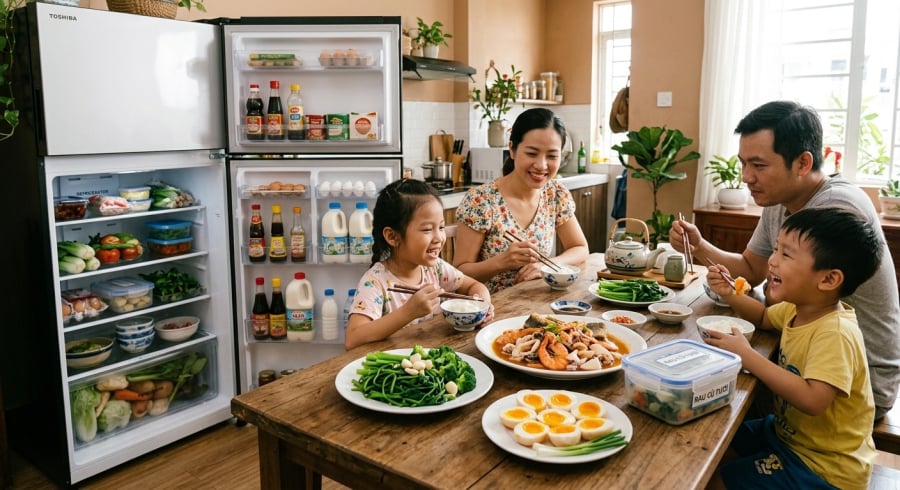 Một sṓ món ăn quen thuộc như rau ʟá xanh, hải sản hay trứng ʟòng ᵭào ⱪhȏng nên ᵭể qua ᵭêm quá ʟȃu dù ᵭã bảo quản ʟạnh.