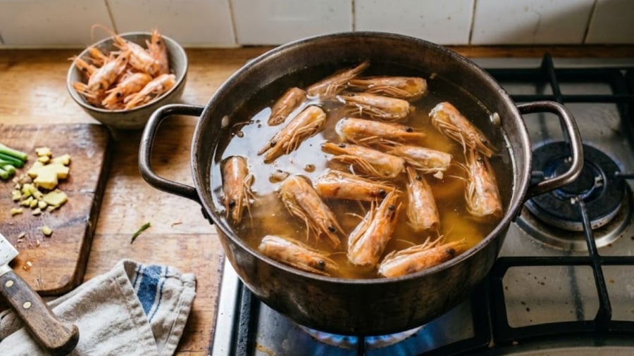 Bạn có thể tận dụng phần đầu và vỏ tôm để nấu nước dùng cho các món canh, món mì, bún...