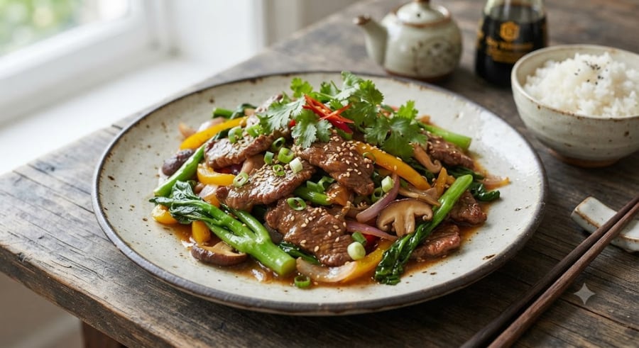 Sau khi ướp gia vị (tỏi, mắm, tiêu), bạn hãy cho thêm 1 thìa canh dầu ăn vào ướp cùng thịt bò.
