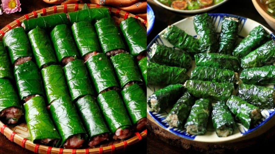 Khi gói chả lá lốt, nên để mặt bóng của lá quay ra ngoài.