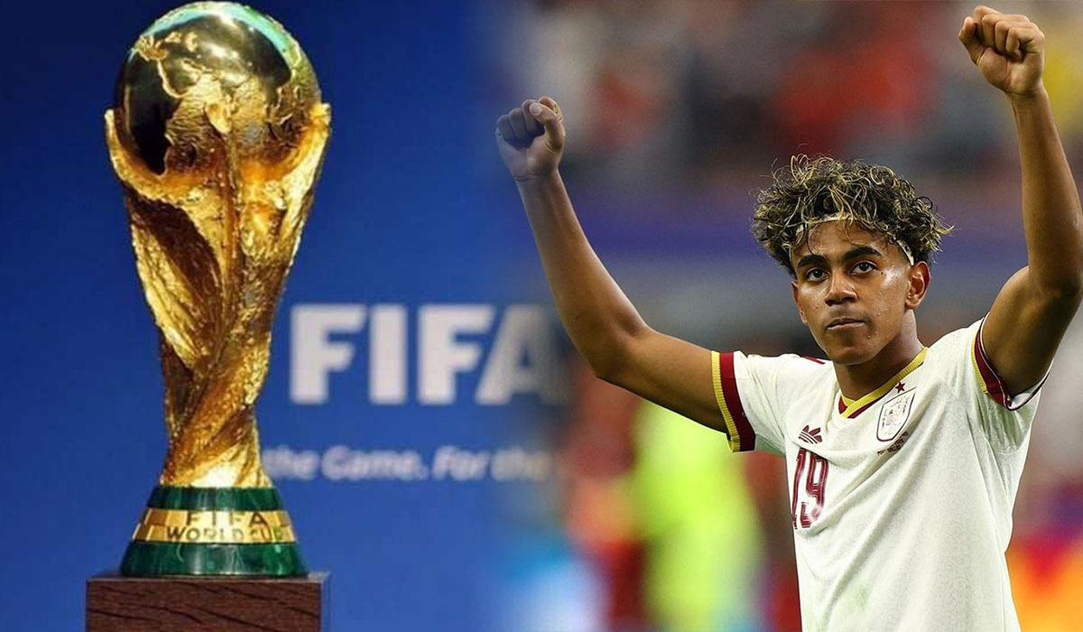 ĐT Tây Ban Nha hưởng lợi ở chung kết World Cup 2026, Lamine Yamal chạm một tay vào chiếc Cúp Vàng